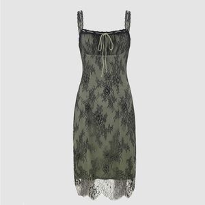 Cider | Green Lace Knot Front Cami Dress | Size M